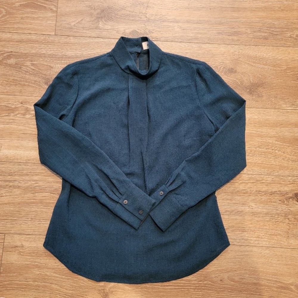 CEFINN Teal Blue Mock Neck Career Office Top Blouse - Size 10 Kate Middleton - Picture 6 of 16